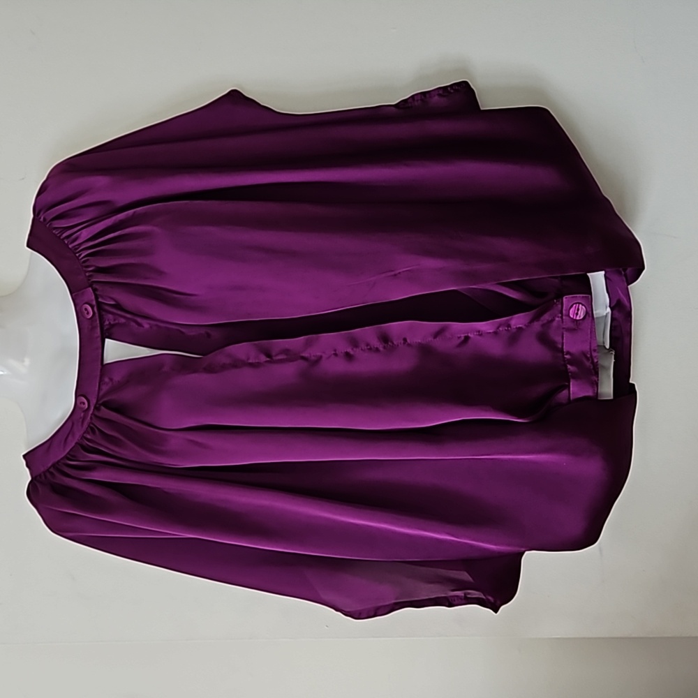 Unique Purple Satin Batwing Multi-Layer Top